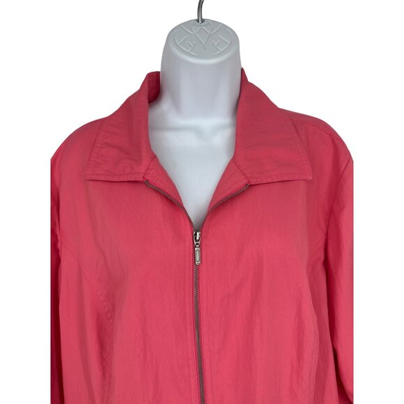 Chicos Womens Pink Zip-Up Lightweight Jacket W/ Adjustable Sleeves Size 3 US XL - Picture 4 of 9